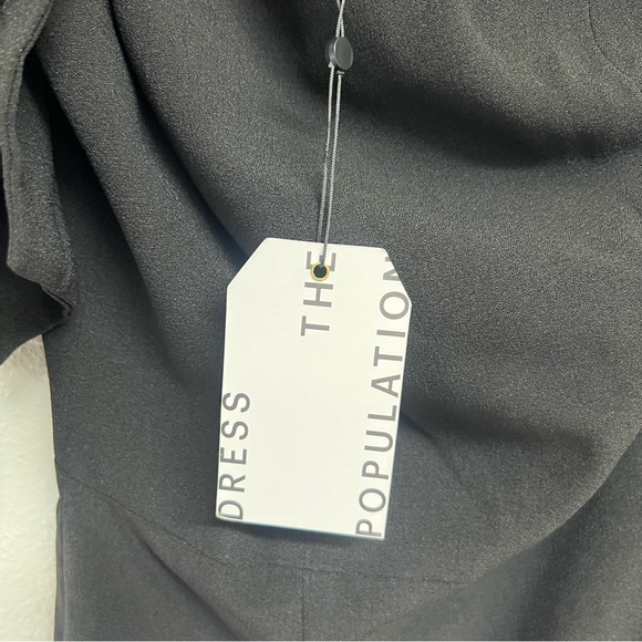 Dress The Population Tiffany One-Shoulder Midi Dress in Black Size Medium NWT - Picture 15 of 16